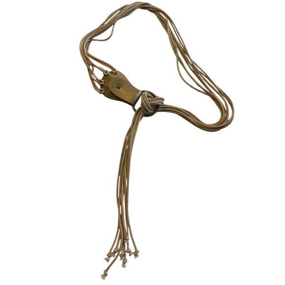 Handcrafted Knotted Rope Belt With Leather Accents & Metal Ring - Adjustable Fit - Picture 3 of 4